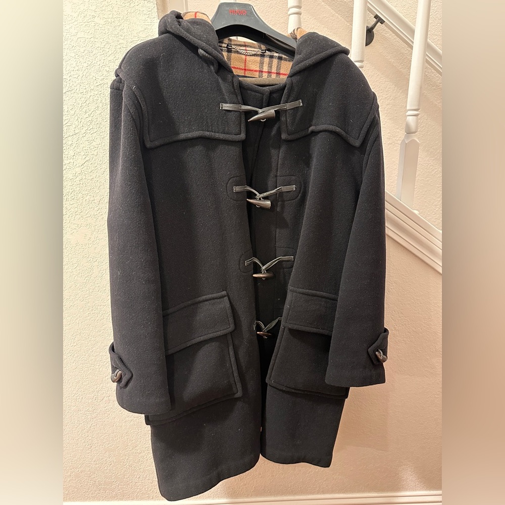 Burberry London men’s wool trench coat.